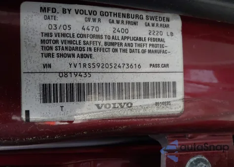 2005 Volvo S60 2.5T from USA, damaged, VIN YV1RS592052473616